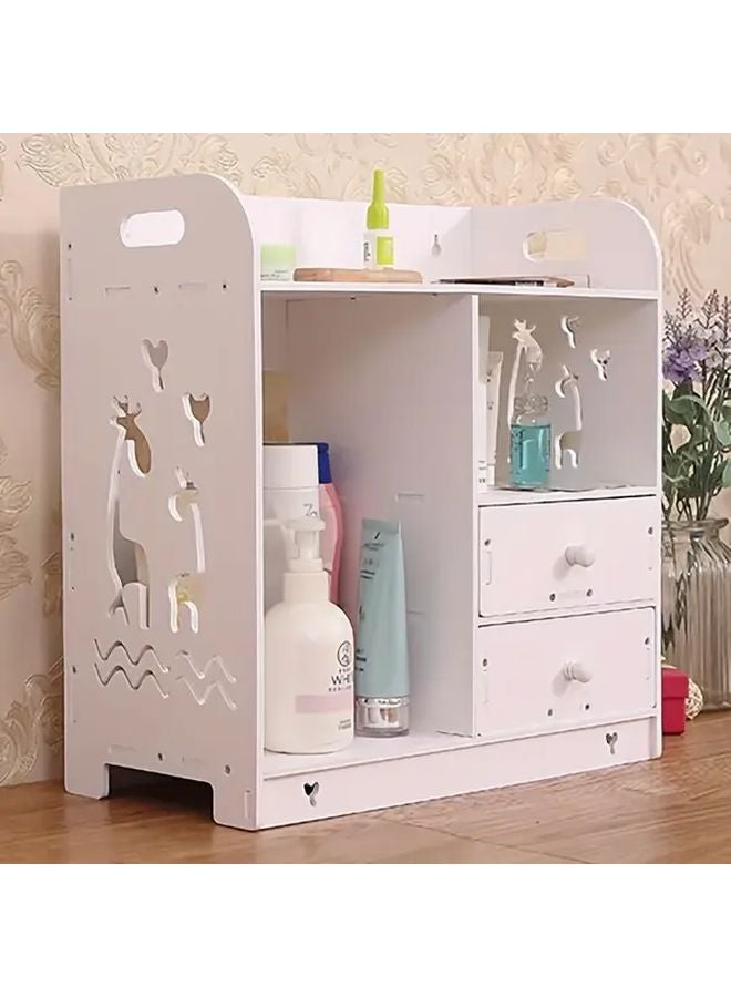 Deer Up Down Model White Plastic Bathroom Vanity Organizer With Drawers Open Shelves - Image 5